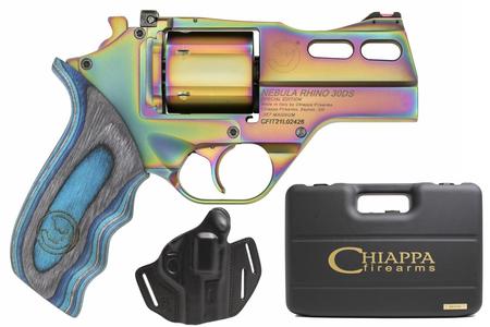 CHIAPPA RHINO 30DS NEBULA 357MAG 3` BARREL BLUE LAMINATE GRIP LEATHER HOLSTER