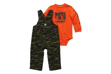 INFANT BOYS DOG LS BODYSUIT AND CANVAS OVERALL SET
