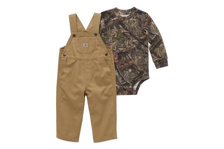 INFANT BOYS CAMO LS BODYSUIT AND CANVAS OVERALL SET