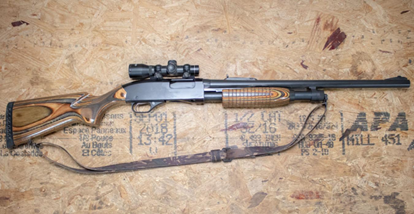 Winchester 1300 12 Gauge Pump Action Shotgun with Rifle Barrel, and Scope
