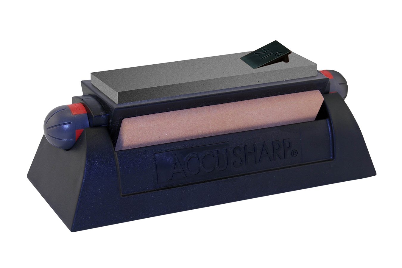 Accusharp Tri-Stone Sharpening System Coarse/Medium/Fine Alumina-Oxide Sharpener Rubber Handle Black