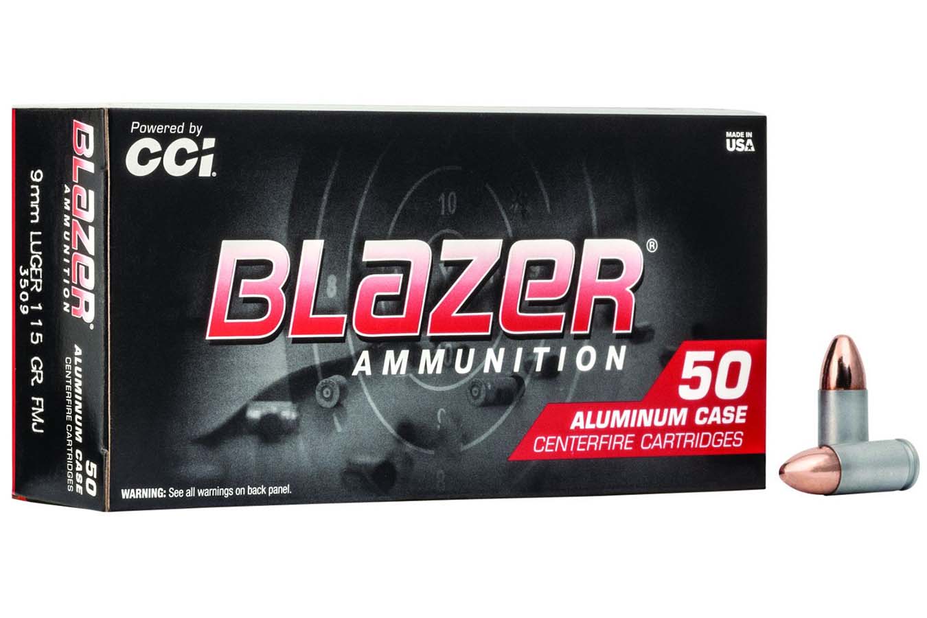 CCI 9mm 115 gr FMJ Blazer Aluminum 50/Box