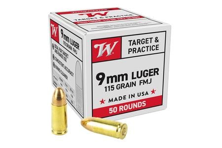Winchester 9mm Luger 115 gr FMJ USA Target/Practice 50/Box exclusive deals
