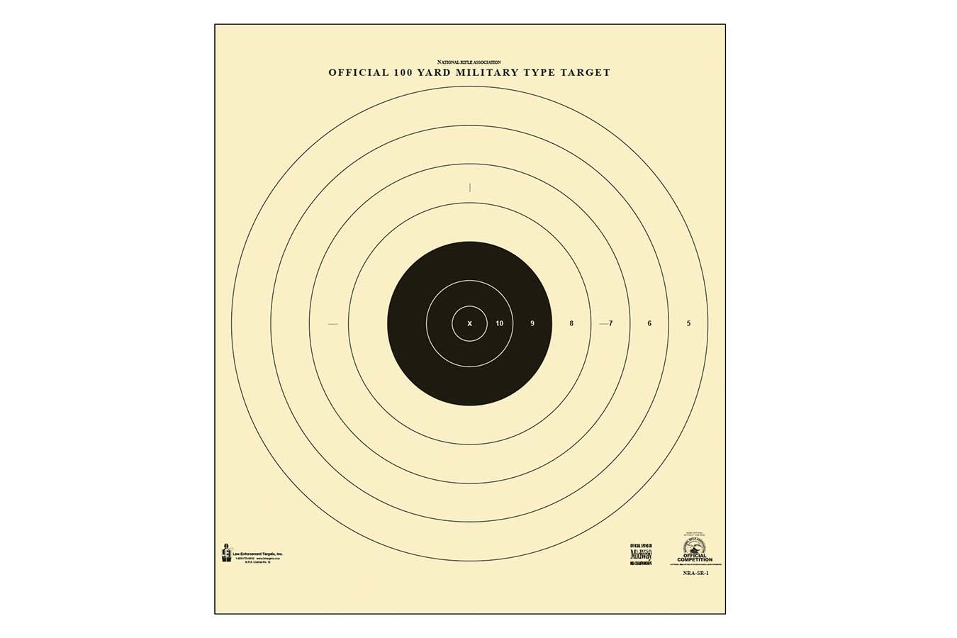 Action Targets Sighting Military Bullseye Tagboard, 100/Box