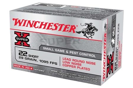 Winchester 22 Short 29 gr Copper Plated LRN Low Noise Super-X 50/Box