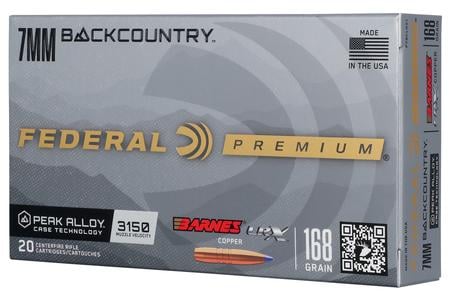 Federal 7mm BackCountry 168 Grain Barnes LRX Copper Premium 20/Box