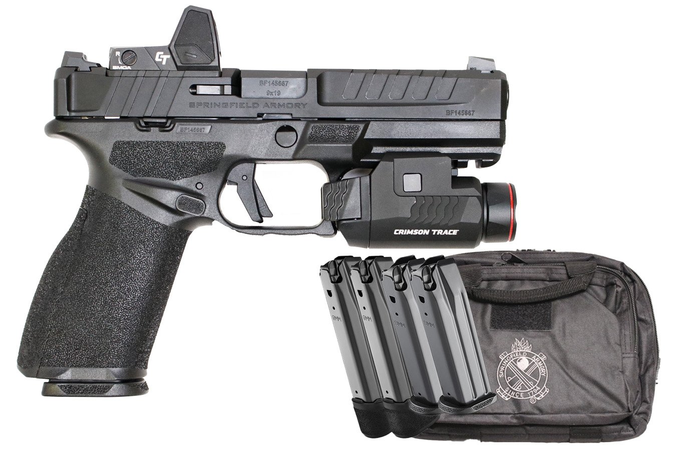 No. 3 Best Selling: SPRINGFIELD ECHELON U NOTCH 9 MM PISTOL  WITH CTC RED DOT WEAPON LIGHT 5 MAGS RANGE BAG