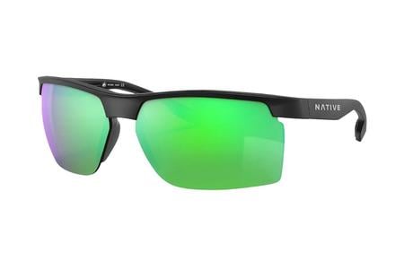RIDGE RUNNER MATTE BLACK WITH GREEN REFLEX POLARIZED LENSES