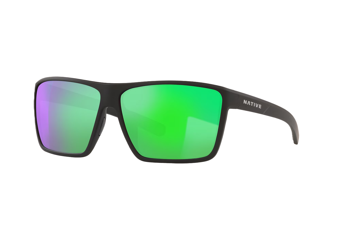 Native Eyewear Wells XL Matte Black Frame with Green Reflex Lenses