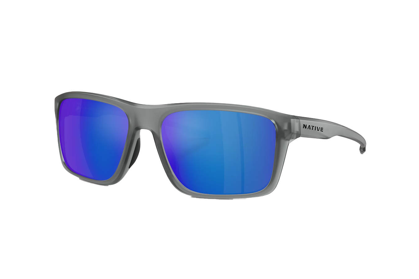 Native Eyewear Tavern Matte Smoke Crystal Frame with Blue Reflex Polarized Lens