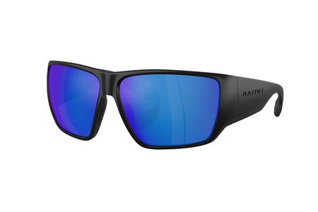 SIGHTCASTER II MATTE BLACK WITH BLUE REFLEX POLARIZED LENSES