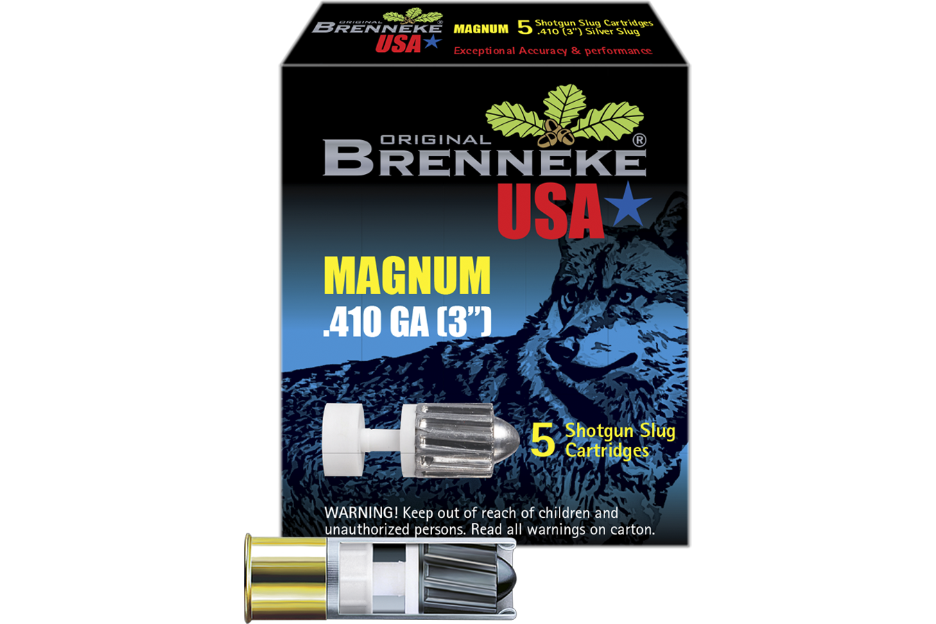 Brenneke 410 Bore 3 Inch 437 gr 1/4 oz Slug Magnum 5/Box