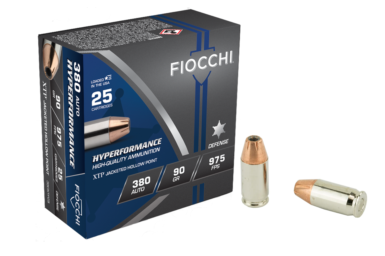 Fiocchi 380 ACP 90 gr XTP JHP Hyperformance 25/Box