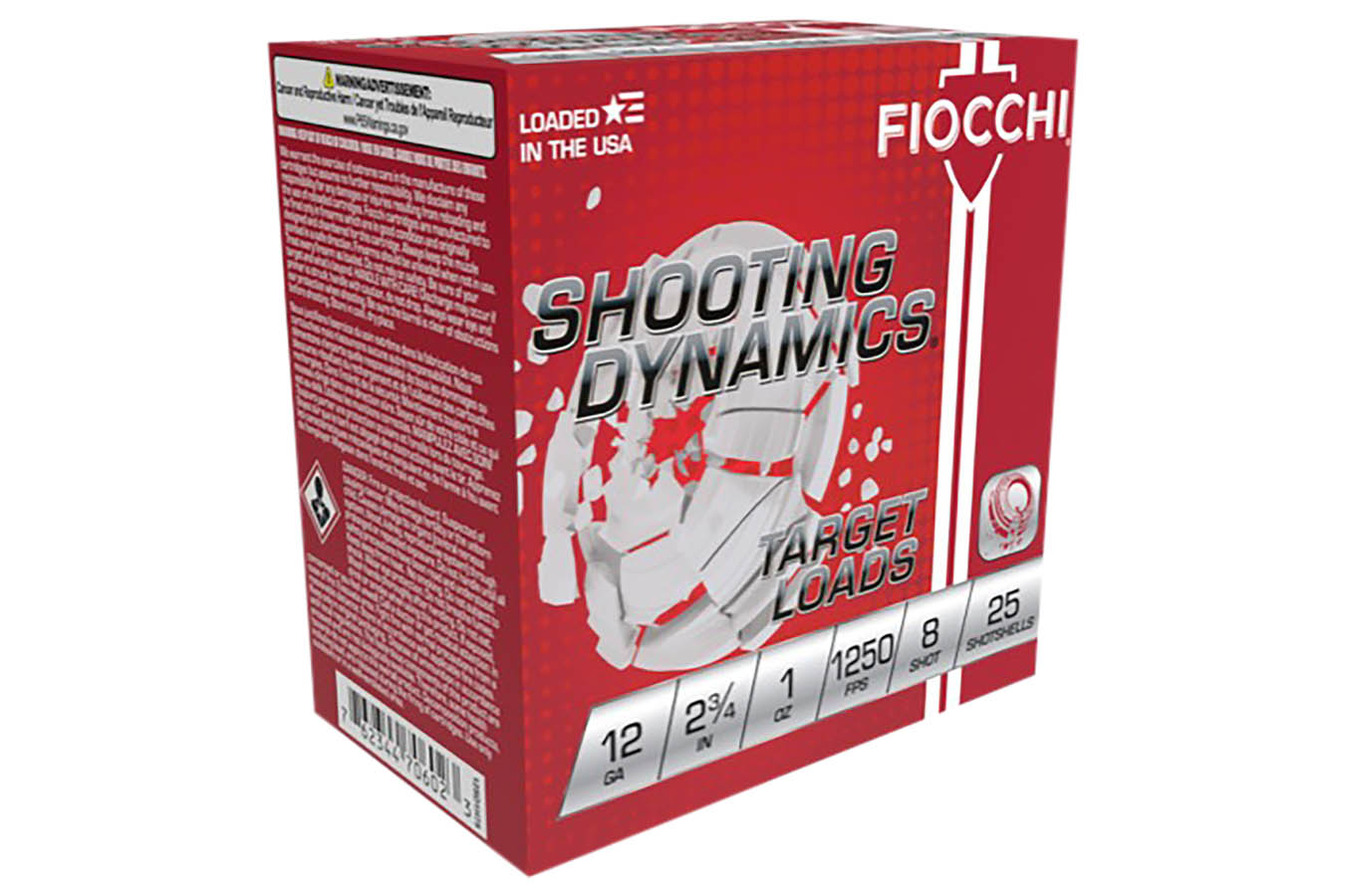 Fiocchi 12 Gauge 2 3/4 Inch 1 oz #8 Lead Shot Shooting Dynamics 25/Box