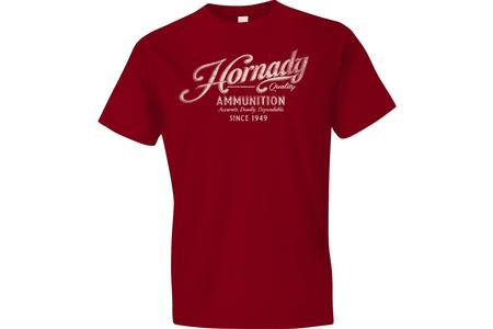 HORNADY VINTAGE SCRIPT SS TEE RED