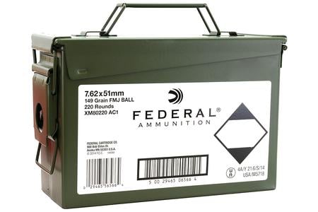 7.62X51MM NATO FMJ BALL 220 RD AMMO CAN