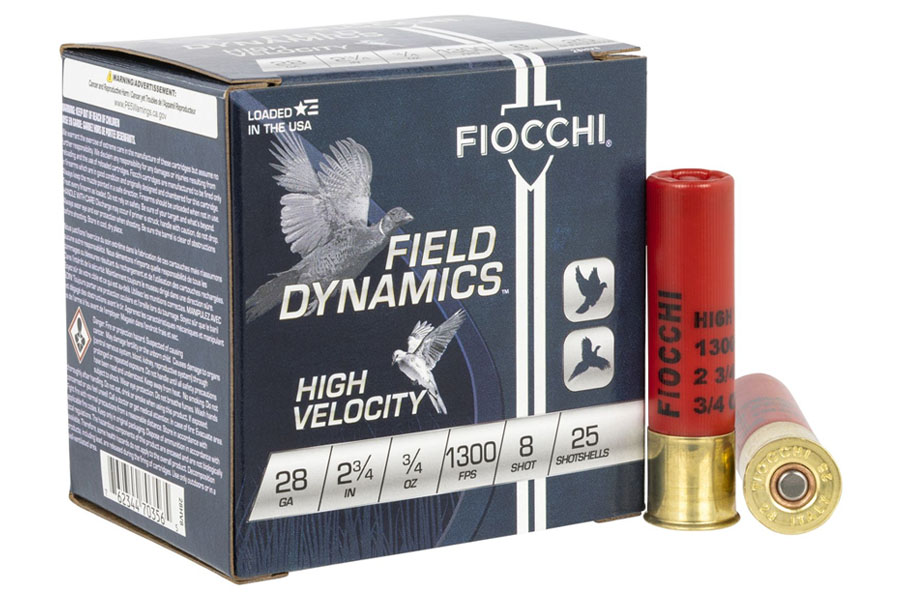 Fiocchi 28 Gauge 2-3/4 Inch 3/4 Oz 8 Shot Field Dynamics 25/Box