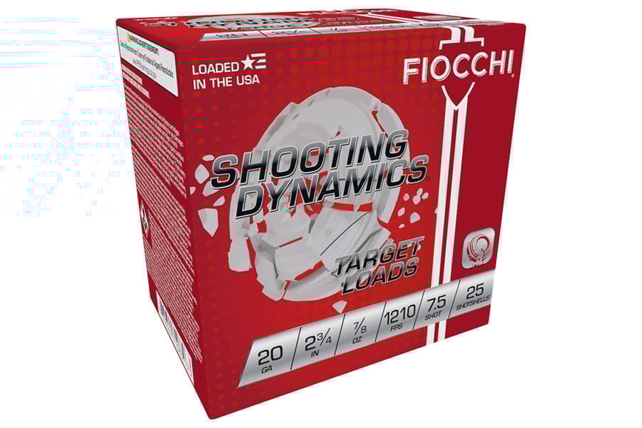 Fiocchi 20 Gauge 2-3/4 Inch 7/8 Oz 7.5 Shot Shooting Dynamics 25/Box