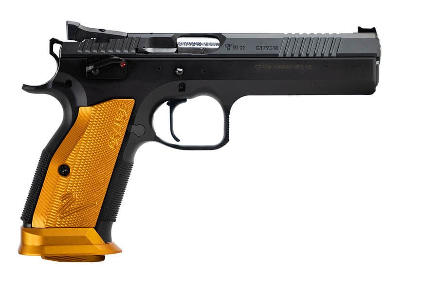 CZ TS2 40 S&W Pistol With Orange Checkered Aluminum Grips