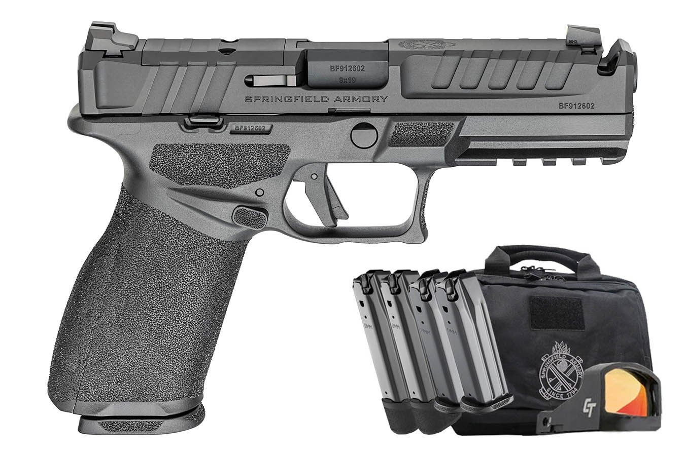 Springfield Echelon 4.5 Comp 9mm Semi-Auto Pistol Five Mags, Red-Dot, Range Bag