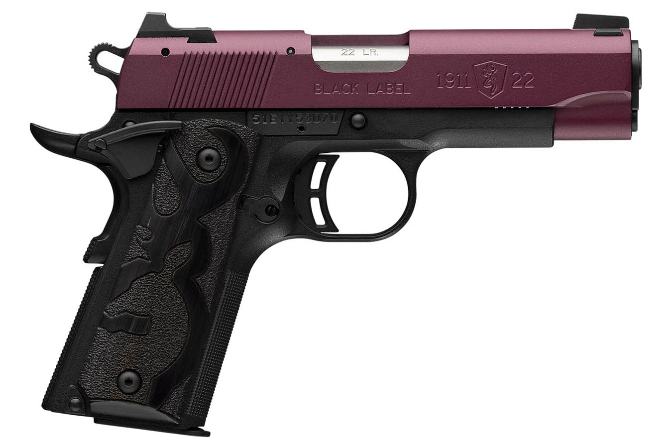 Browning Black Label 1911 22 LR Pistol With Black Cherry Slide 