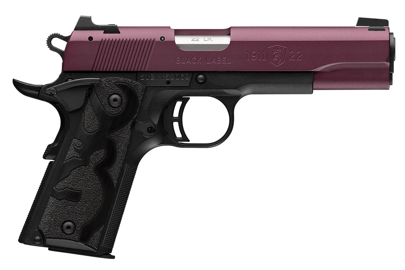 Browning Black Label 1911 22 LR Pistol With Black Cherry Slide 