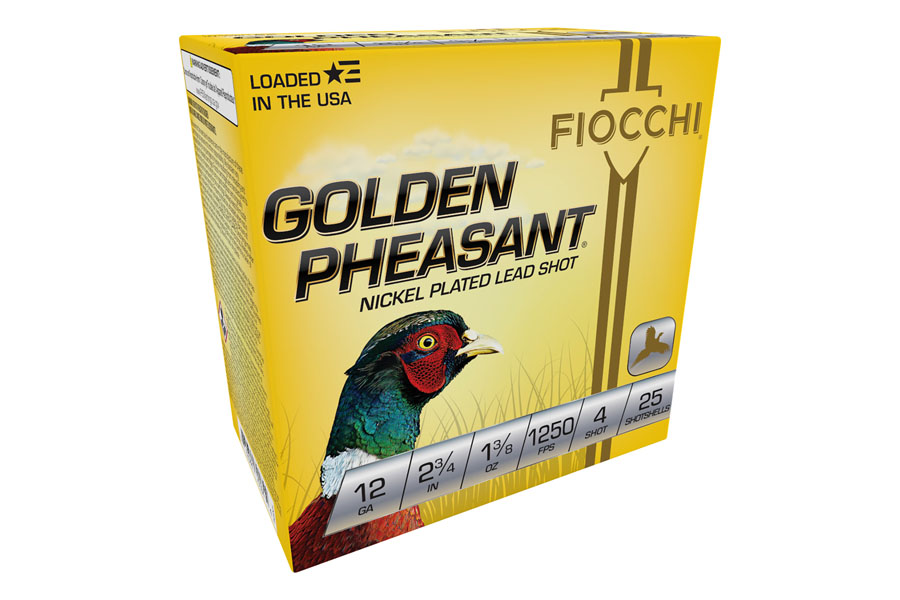 Fiocchi 12 Gauge 2-3/4 Inch 1-3/8 Oz 4 Shot Golden Pheasant 25/Box