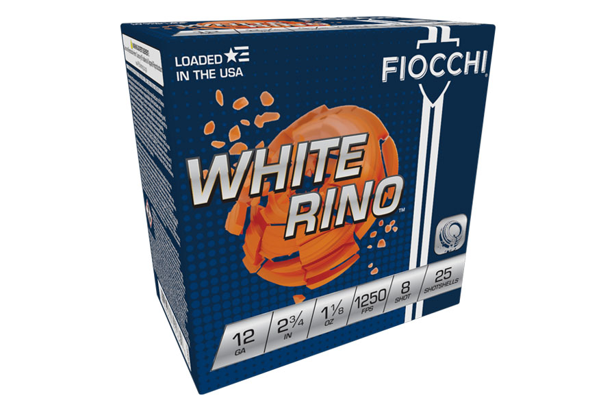 Fiocchi 12 Gauge 2-3/4 Inch 1-1/8 Oz 8 Shot White Rino 25/Box