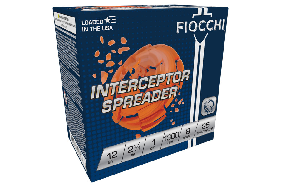 Fiocchi 12 Gauge 2-3/4 Inch 1 Oz 8 Shot Interceptor Spreader 25/Box