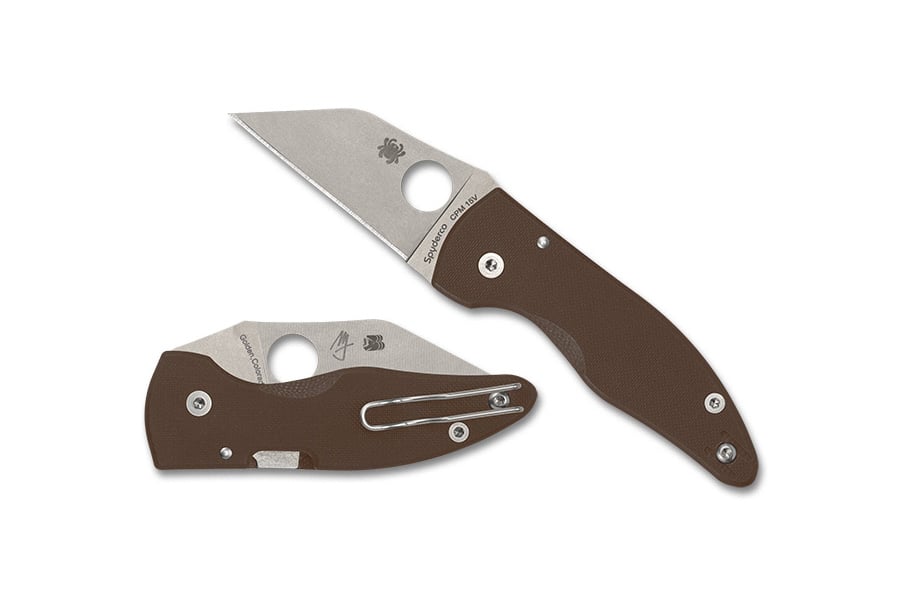 Spyderco MicroJimbo Brown G-10 CPM 15V Sprint Run Folding Knife