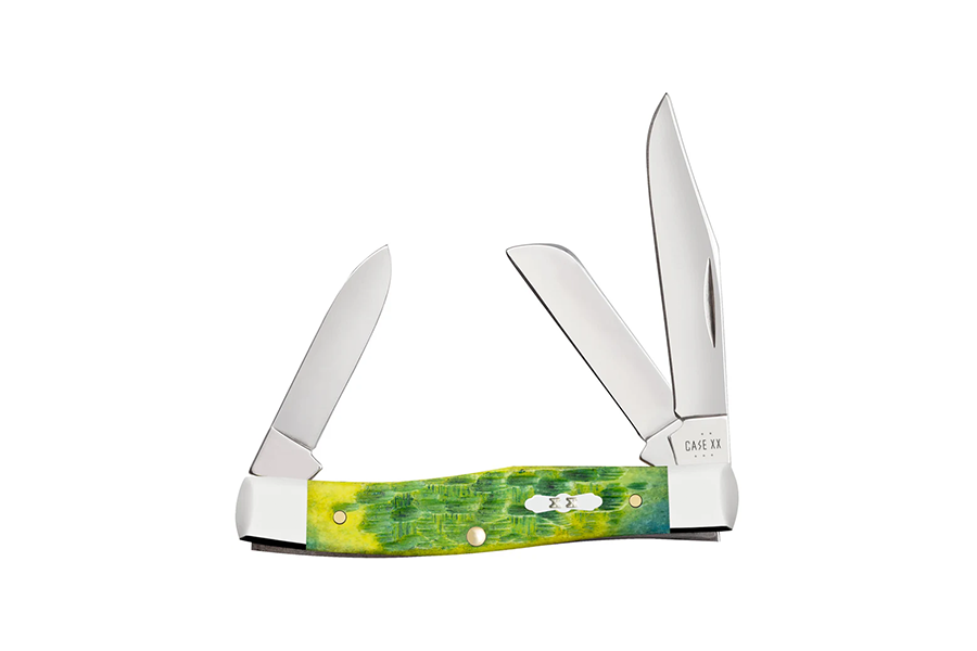 Wrcase Peach Seed Jig Green Apple Bone Medium Stockman Folding Knife