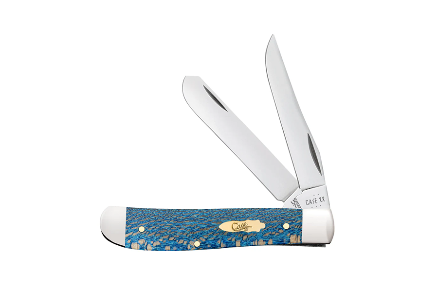 Wrcase Smooth Blue Sycamore Wood Mini Trapper Folding Knife