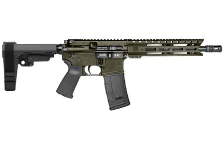 DB15 300 BLACKOUT 10 IN HEAVY THREADED BARREL OD GREEN CERAKOTE SBA3 BRACE