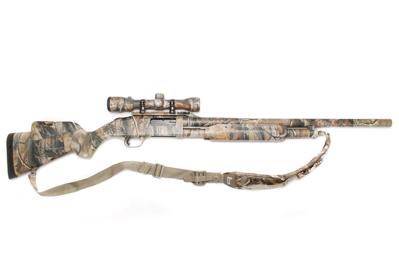Mossberg 500 12GA Police Trade-In Camo Shotgun with Scope and Sling