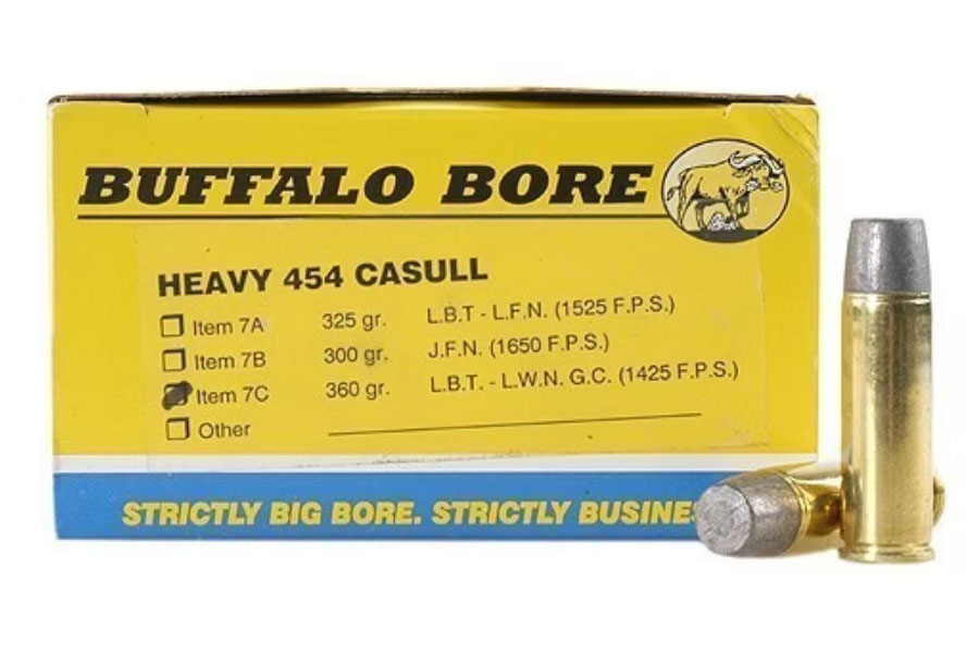Buffalo Bore 454 Casull 360 Grain Lead Wide Nose Strictly Business Personal Defense 20/Box