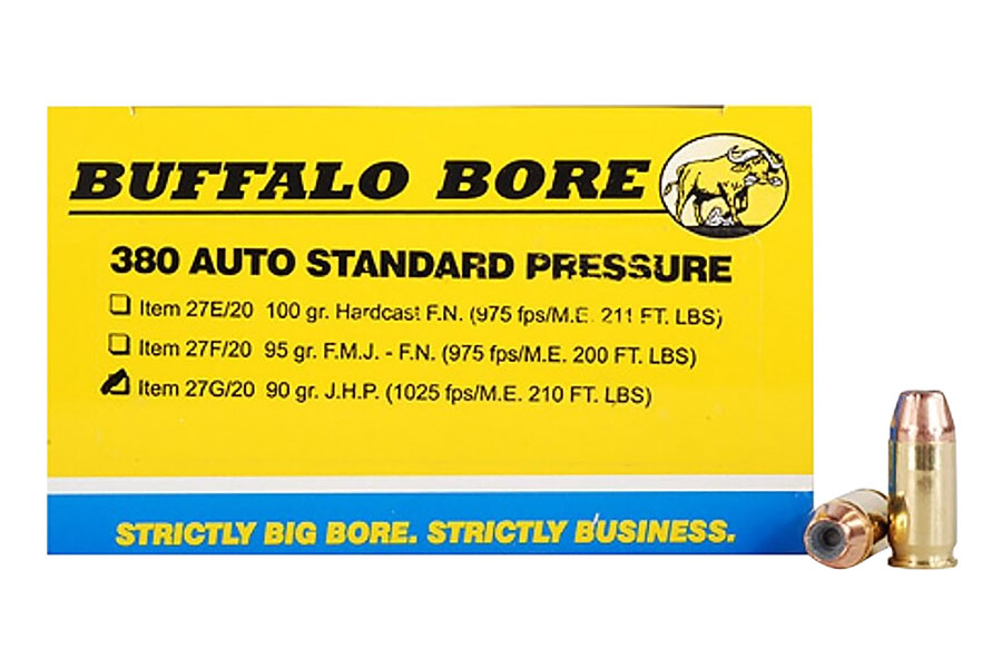 Buffalo Bore 380 ACP 90 Grain Jacketed Hollow Point Strictly Business Standard Pressure 20/Box