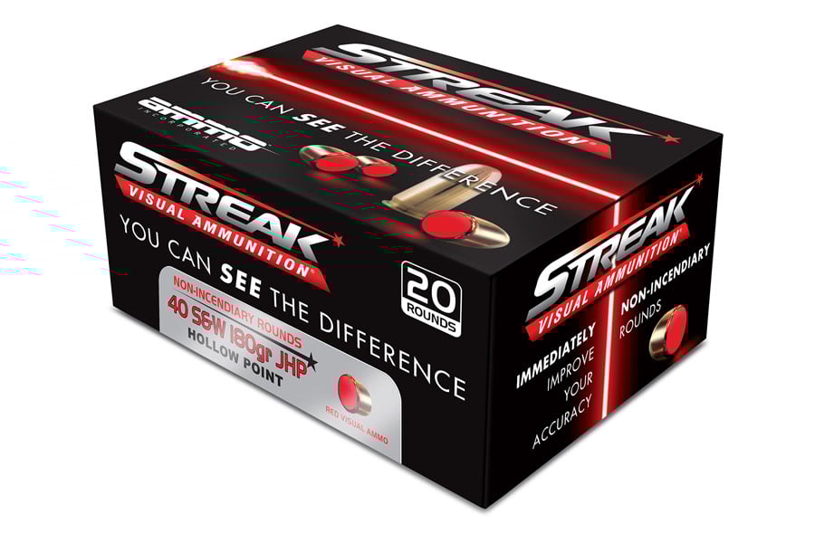 Ammo Incorporated 40 Smith & Wesson 180 Grain Jacketed Hollow Point Streak Visual 20/Box