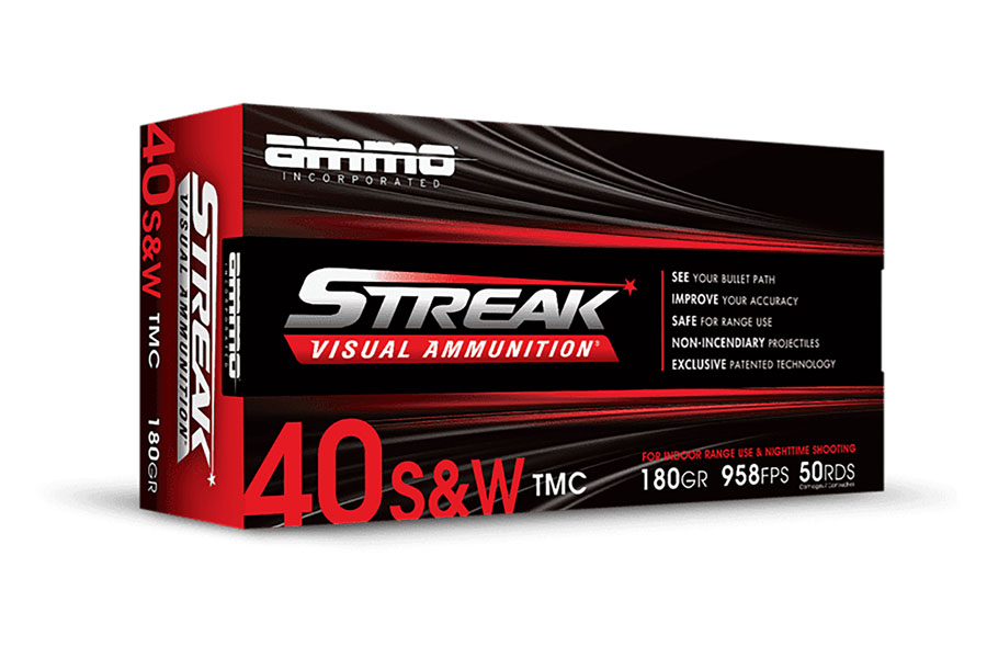 Ammo Incorporated 40 Smith & Wesson 180 Grain Total Metal Case Streak Visual 