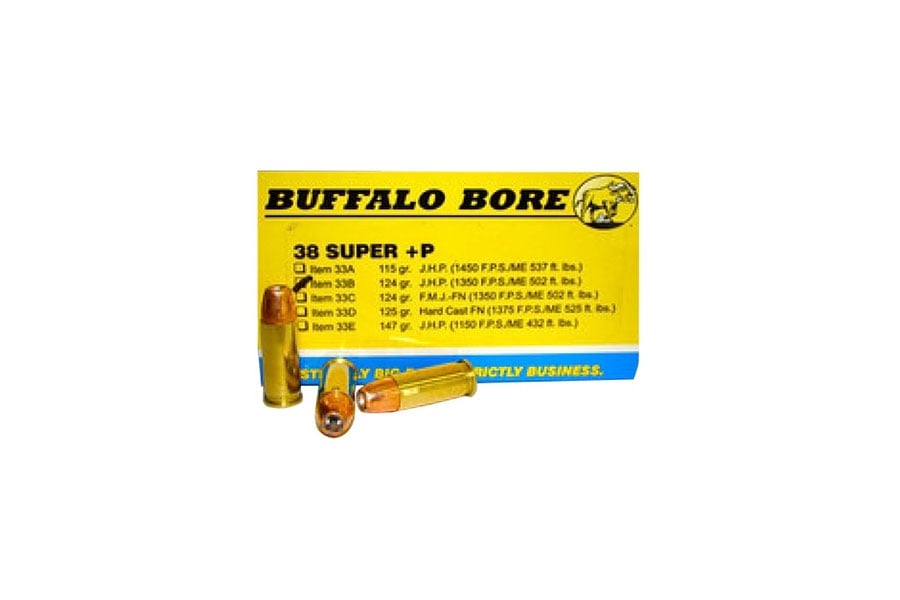 Buffalo Bore 38 Super 124 Grain Jacketed Hollow Point Strictly Business 20/Box