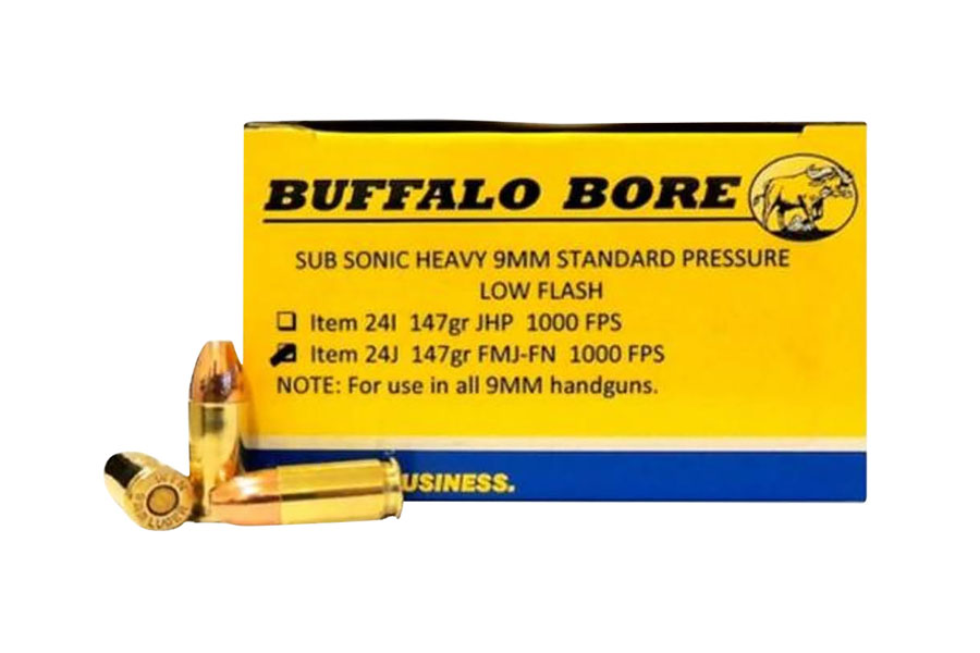 Buffalo Bore 9mm Luger 147 Grain Full Metal Jacket Flat Nose Strictly Business Subsonic
