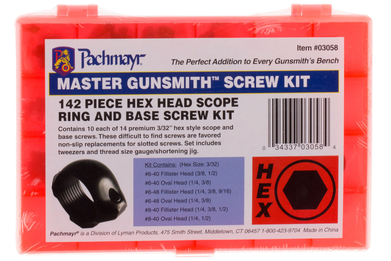 Pachmayr Master Gunsmith Hex Head Ring and Base Screw Kit Hardened Steel Universal Metal Handle 142 Pieces