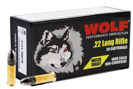 WOLF MATCH TARGET 22 LONG RIFLE AMMUNITION 40 GRAIN LEAD ROUND NOSE