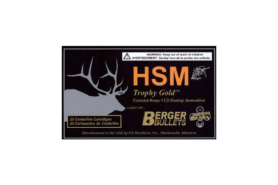 Hsm 270 Winchester Short Magnum 130 Grain Berger Hunting VLD Match Trophy Gold Extended Range 20/Box