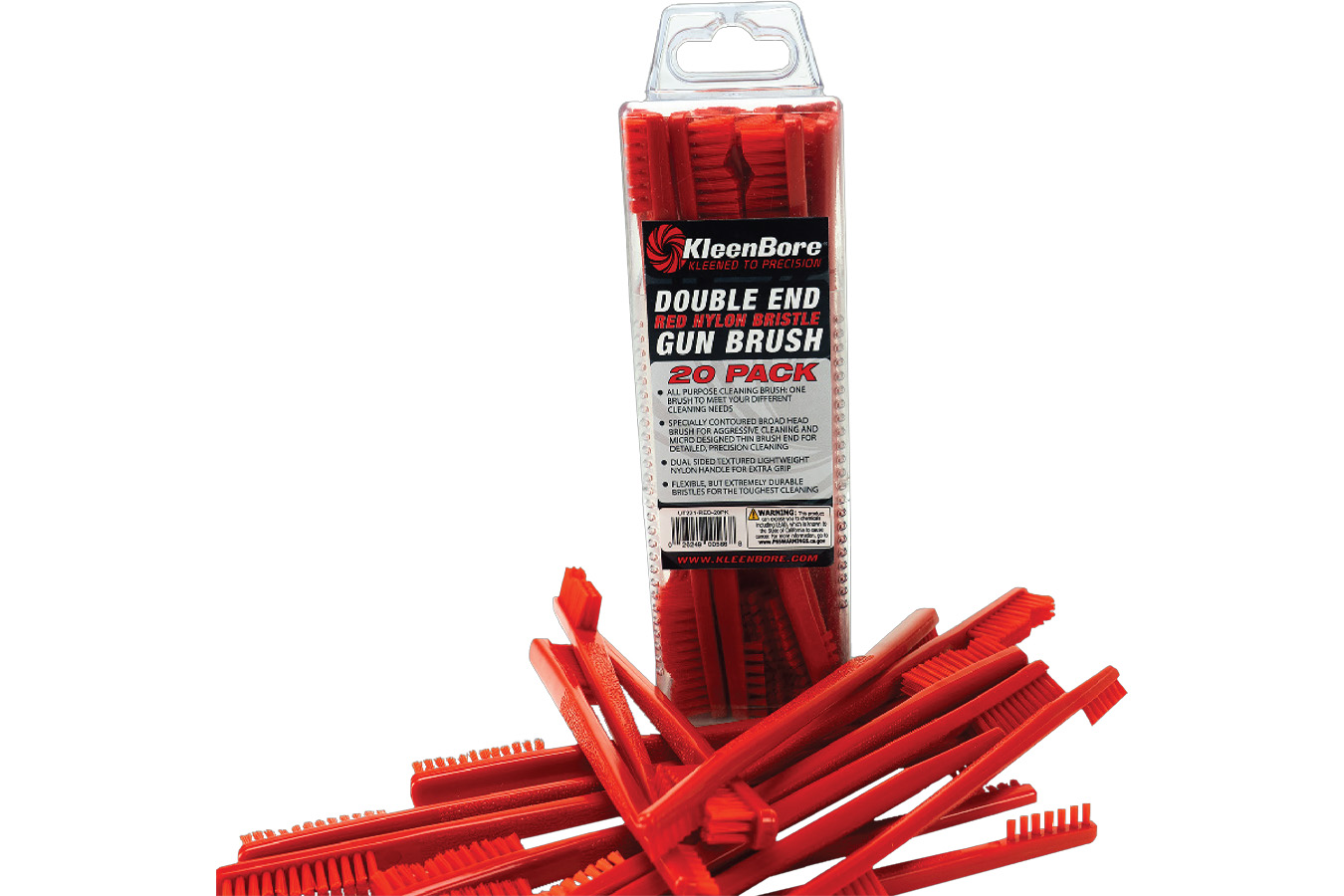 Kleen Bore Double End Brush Utility Brush Red Nylon 20 Pack