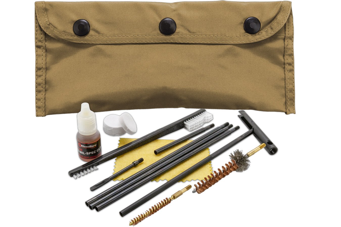Kleen Bore Modular Cleaning Kit Coyote Tan Multi-Caliber Handgun/Rifle Bronze/Nylon Bristles Nylon Case