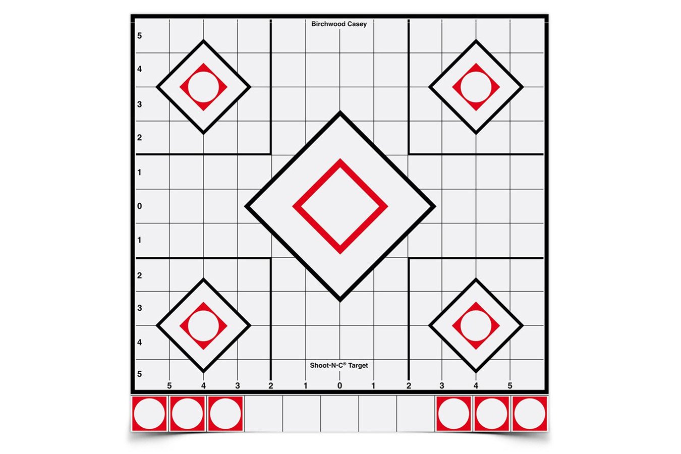 Birchwood Casey 12 Inch White / Black Sight-In, 5 Targets - 55 Pasters
