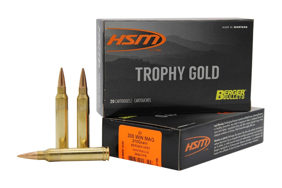 Hsm 300 Winchester Magnum 210 Grain Berger Hunting VLD Match Trophy Gold Extended Range 20/Box