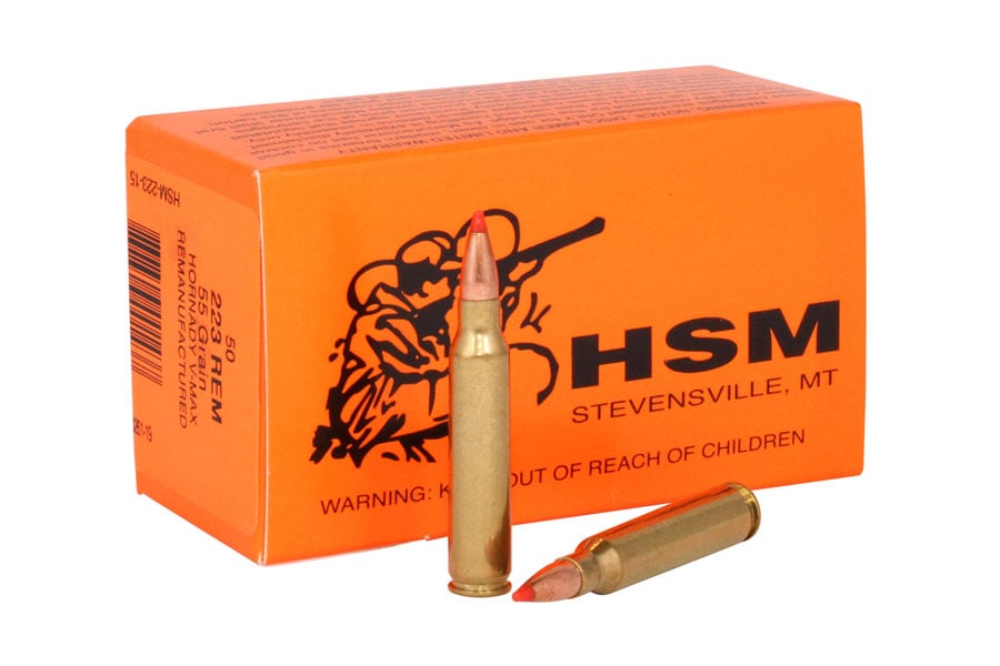 Hsm 223 Remington 55 Grain Hornady V Max Varmint Remanufactured 50/Box