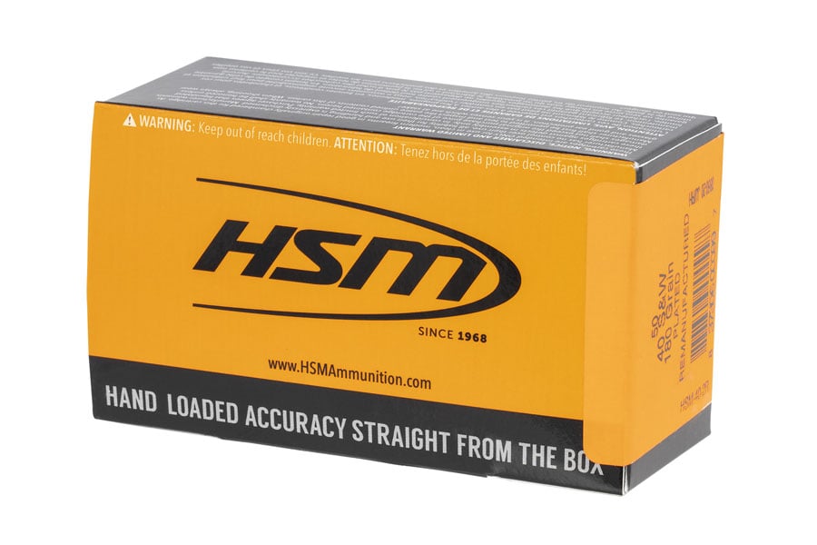 Hsm 40 Smith & Wesson 180 Grain Round Nose Flat Point Remanufactured 50/Box