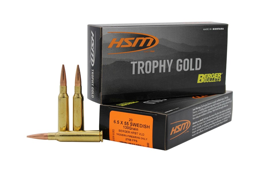 Hsm 6.5x55 Swedish 130 Grain Berger Hunting VLD Match Trophy Gold Extended Range 20/Box